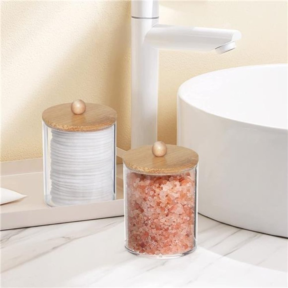 4 Pack Qtip Holder, 10-Ounce Bathroom Organizer Accessories Storage Containers - Picture 4 of 7